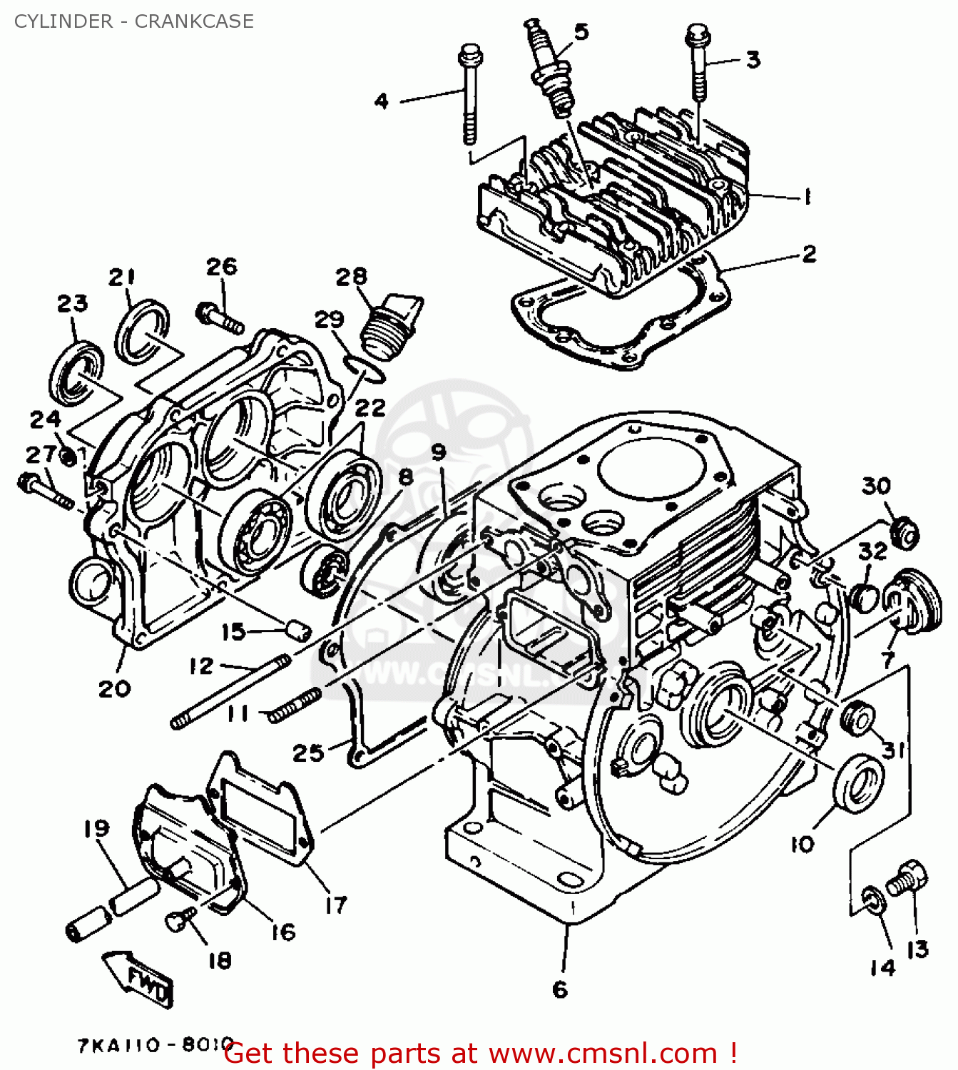 PLUG, SPARK (BPR4HS) (94701-00258-00) for YS624T SNOW THROWER 1988 ...