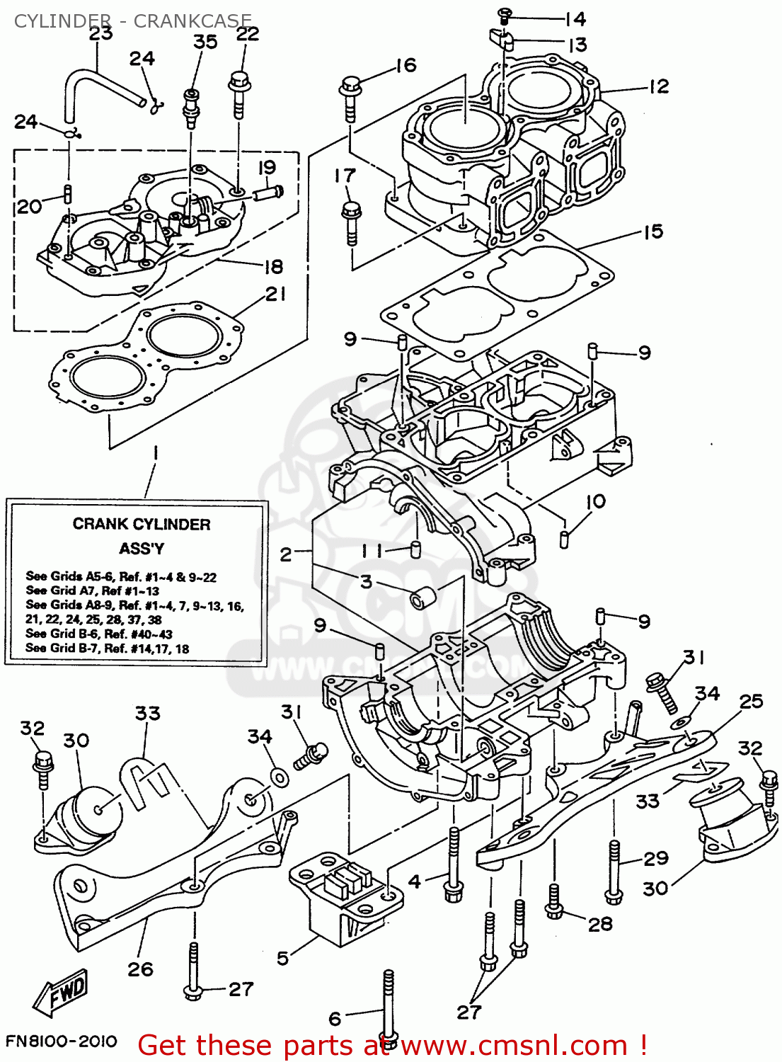 61LW0090034D: Crank Cylinder Assy Yamaha - buy the 61L-W0090-03-4D at CMSNL