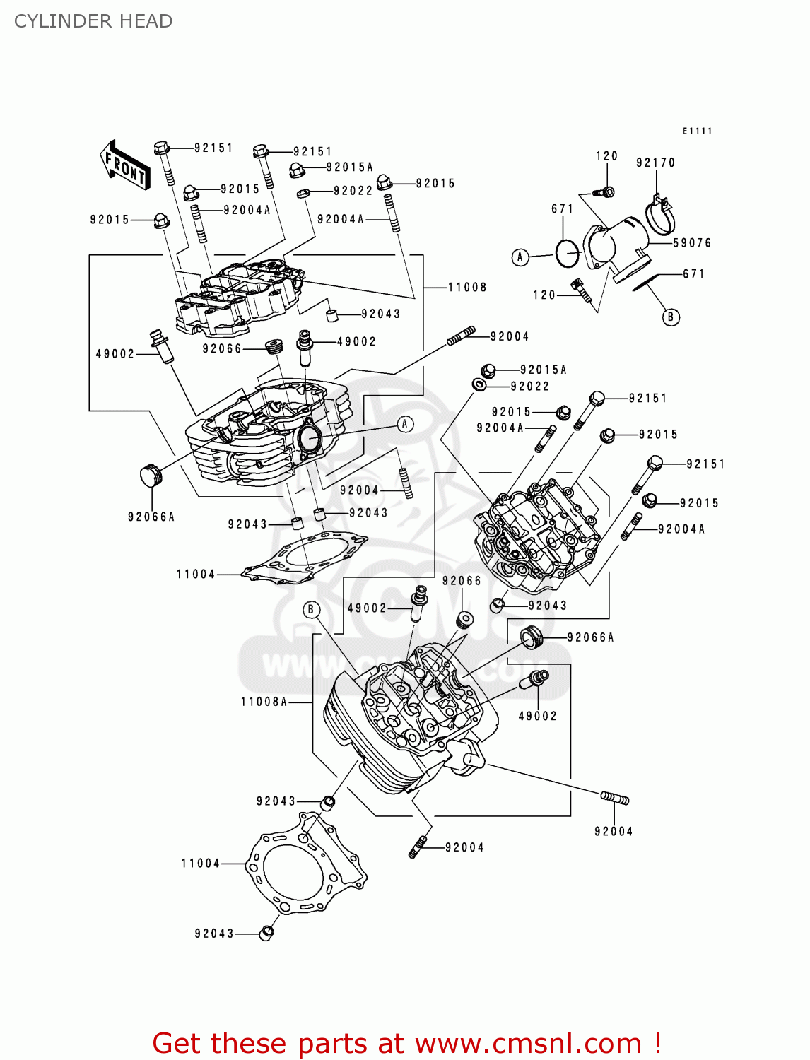 HEAD-COMP-CYLINDER,RR for VN1500E3 VULCAN 1500 CLASSIC 2000 USA