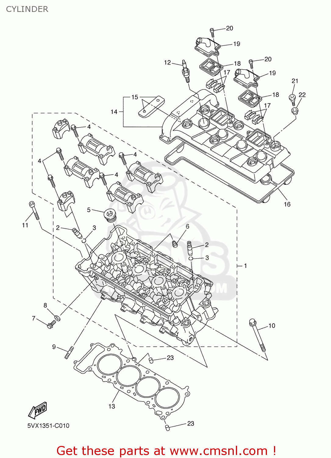 1B31119100: Cover, Cylinder Head 1 Yamaha - buy the 1B3-11191-00-00 at ...