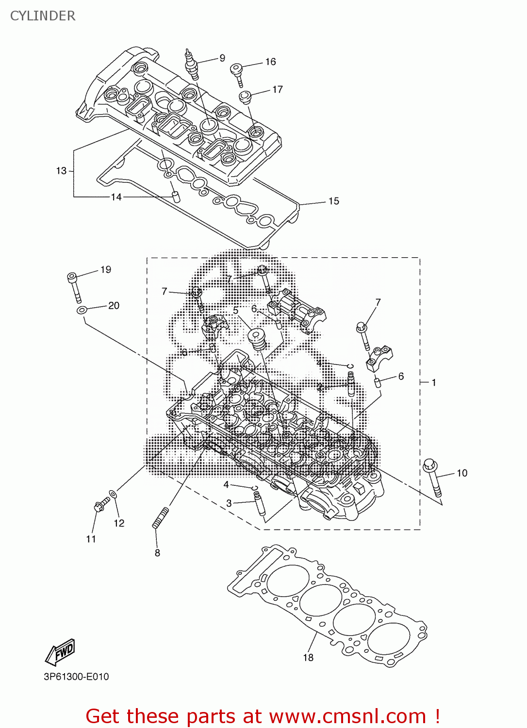 3P61119000: Cover, Cylinder Head 1 Yamaha - buy the 3P6-11190-00 at CMSNL