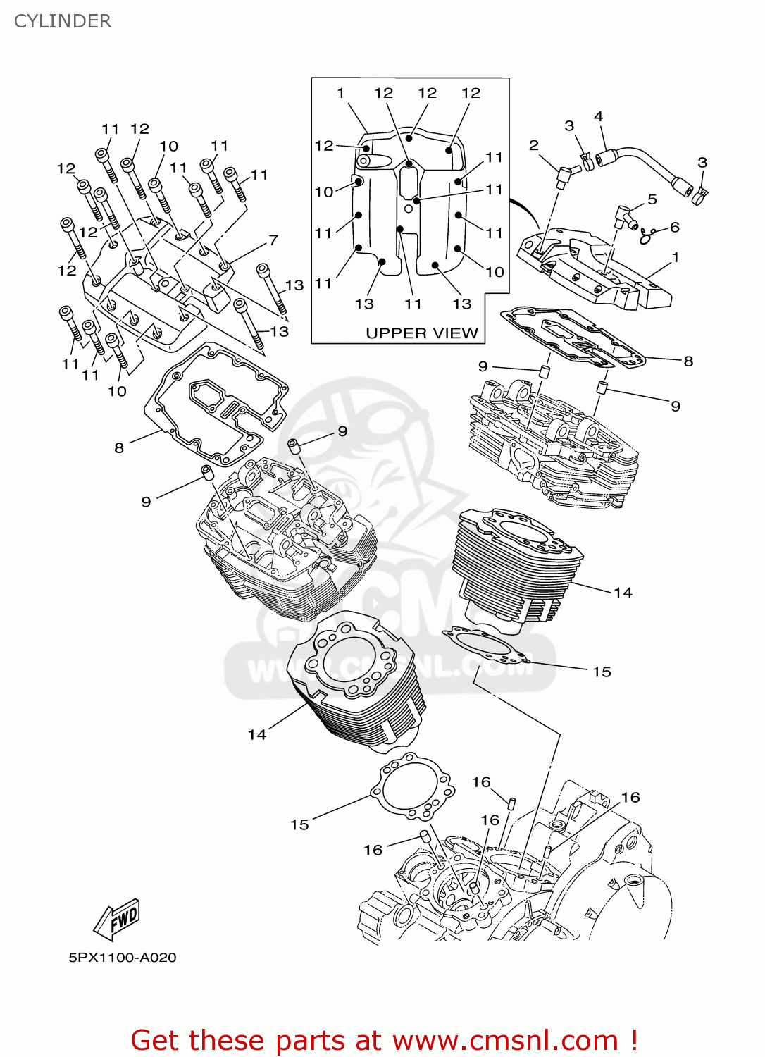 5PX1119200 Cover, Cylinder Head 2 Yamaha buy the 5PX1119200 at CMSNL