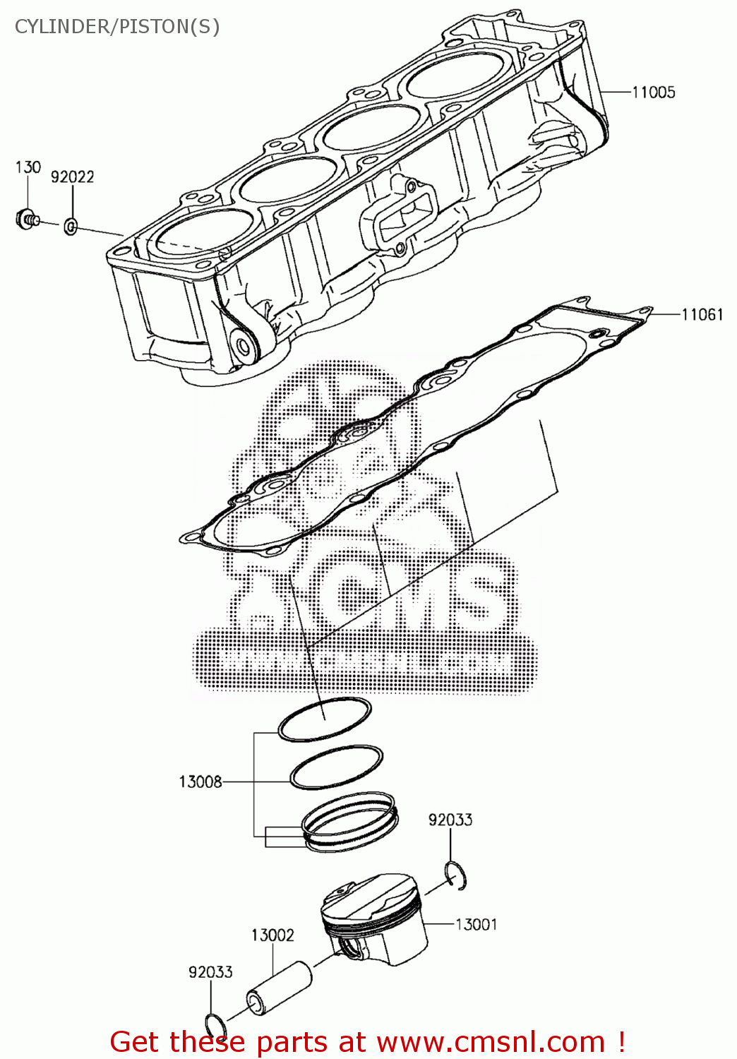 Kawasaki RING-SET-PISTON 130080557 Kawasaki RING-SET-PISTON 130080557