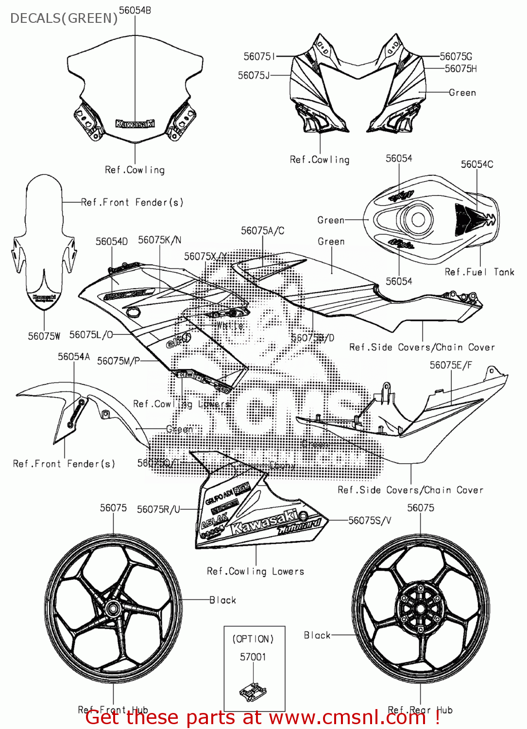 Kawasaki PATTERN,LWR COWL.,RH, 560750700 Kawasaki PATTERN,LWR COWL.,RH, 560750700