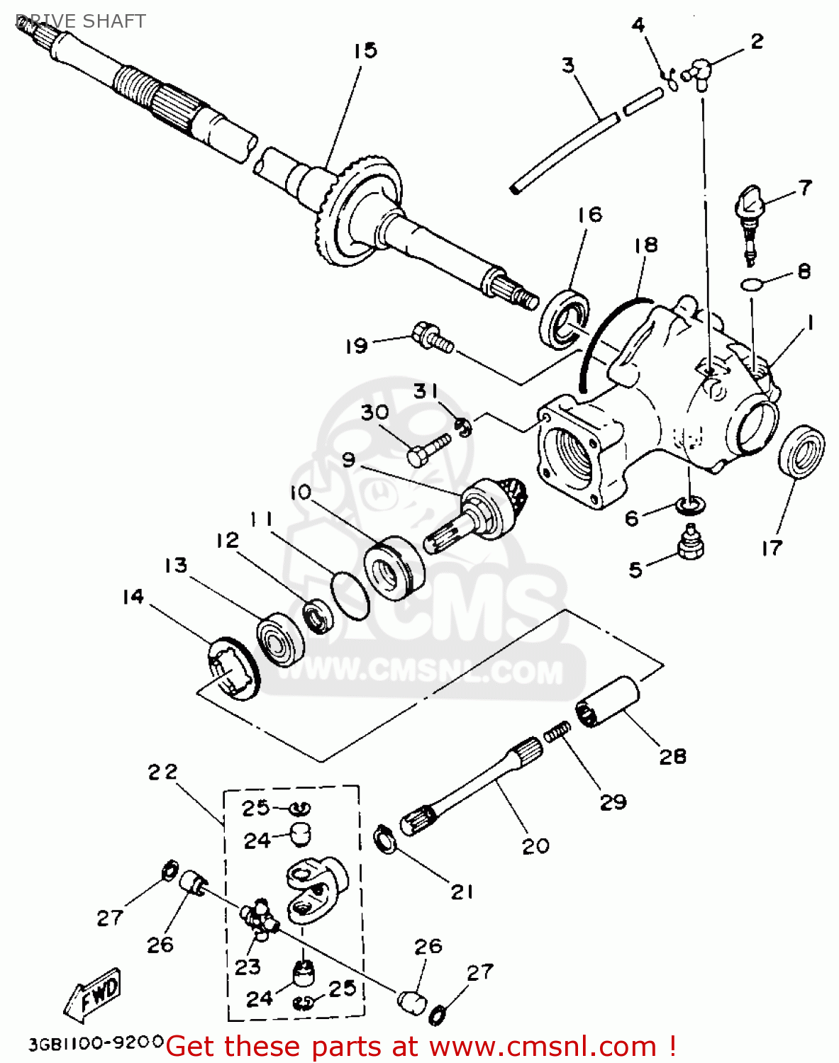 HOUSING, DRIVE SHAFT for YFM80D 1992 order at CMSNL