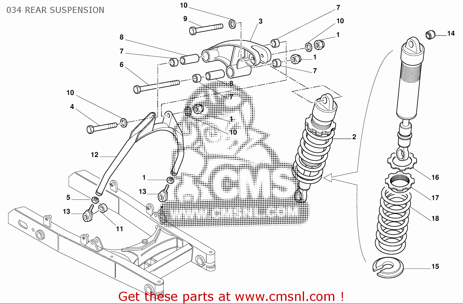 Ducati M750 2001 USA (MONSTER 750) 9151-0551D 034 REAR SUSPENSION - buy ...
