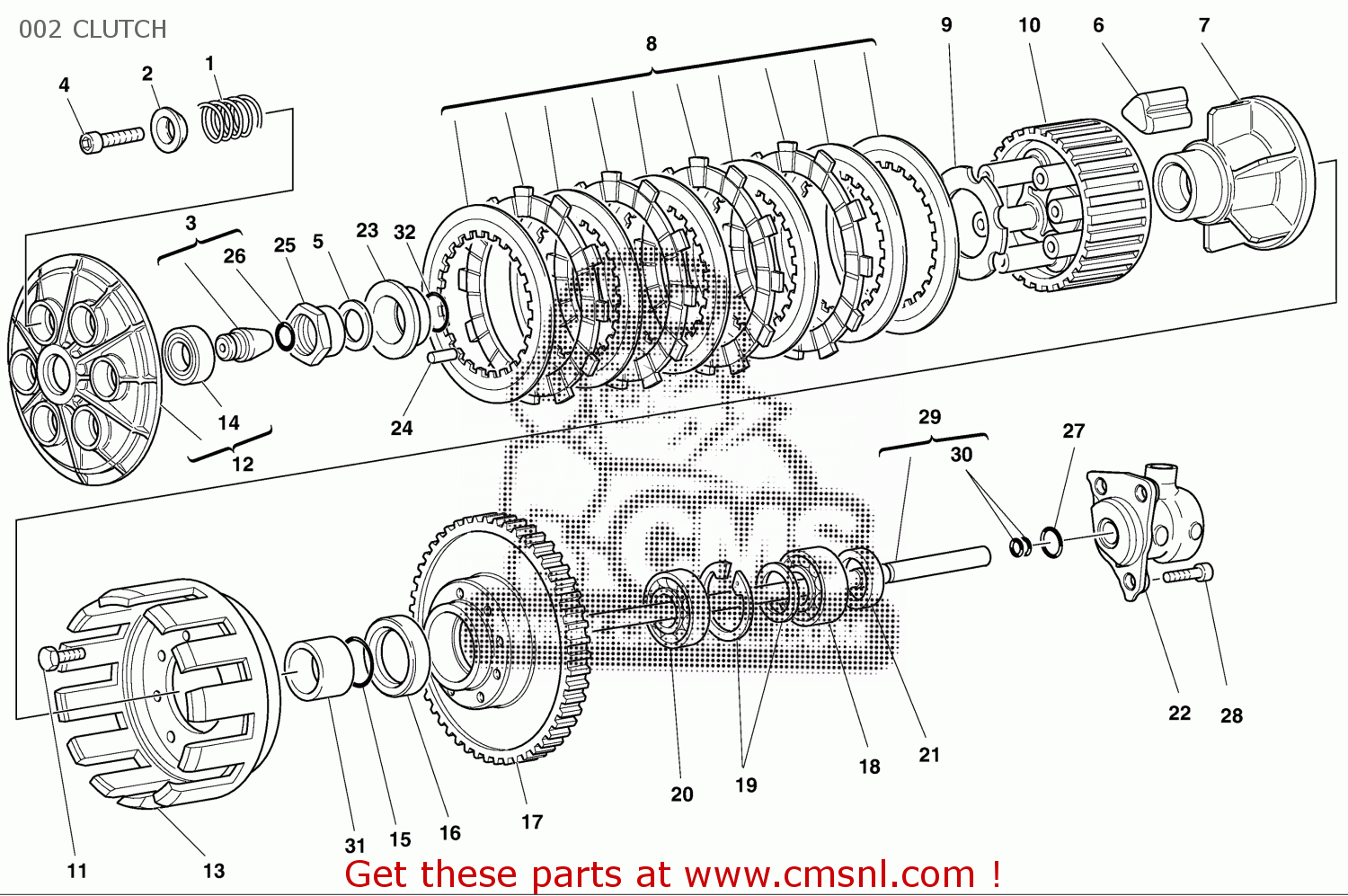 Ducati MH900 2002 EU (EVOLUZIONE) 9151-1211B 002 CLUTCH - buy original ...