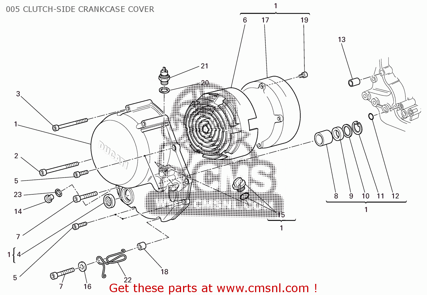 Ducati MS2R 2006 EU (MONSTER S2R DARK) 91512192B 005 CLUTCHSIDE CRANKCASE COVER buy original