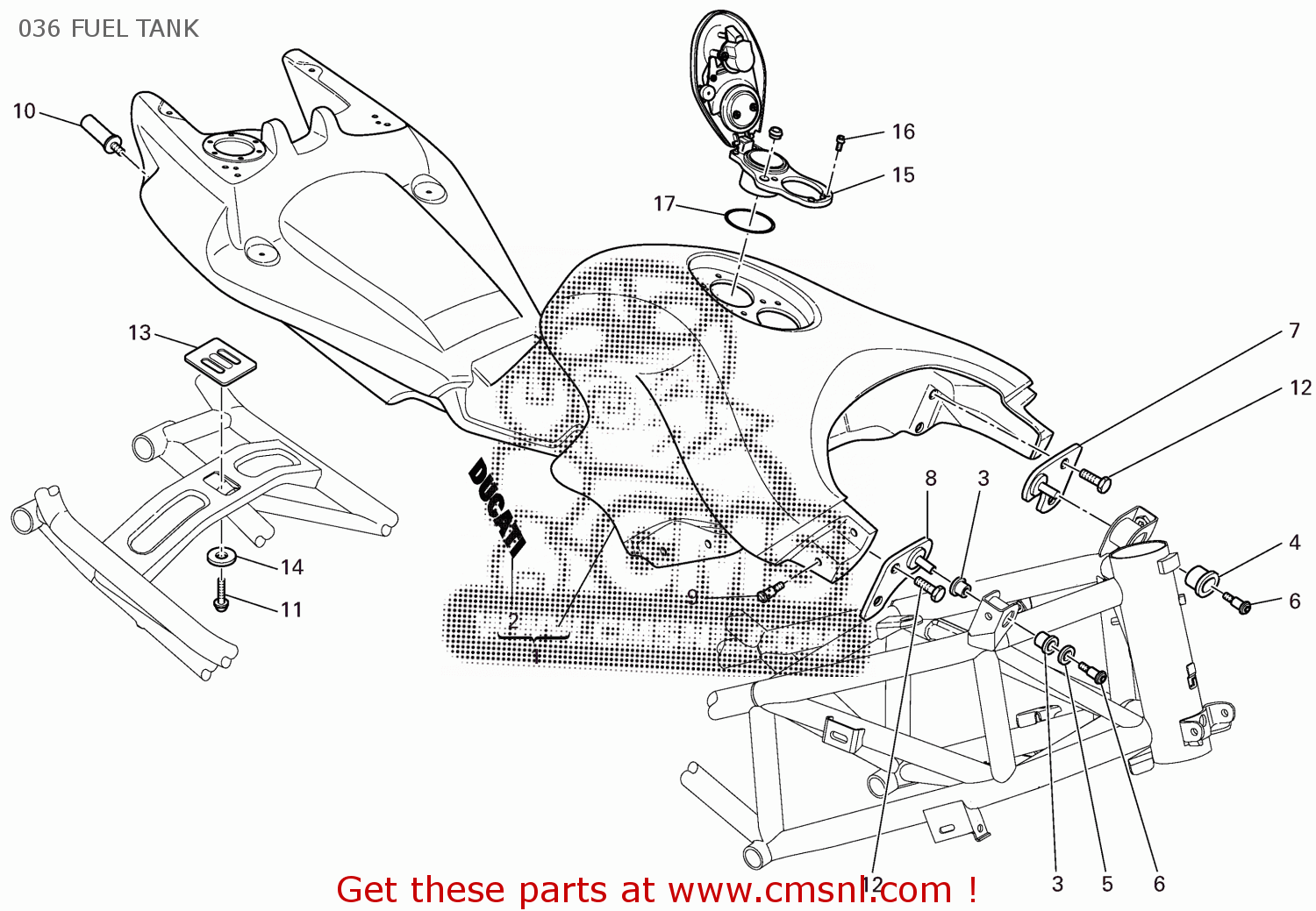 Ducati MTS1100S 2007 USA (MULTISTRADA 1100 S) 91512512A 036 FUEL TANK