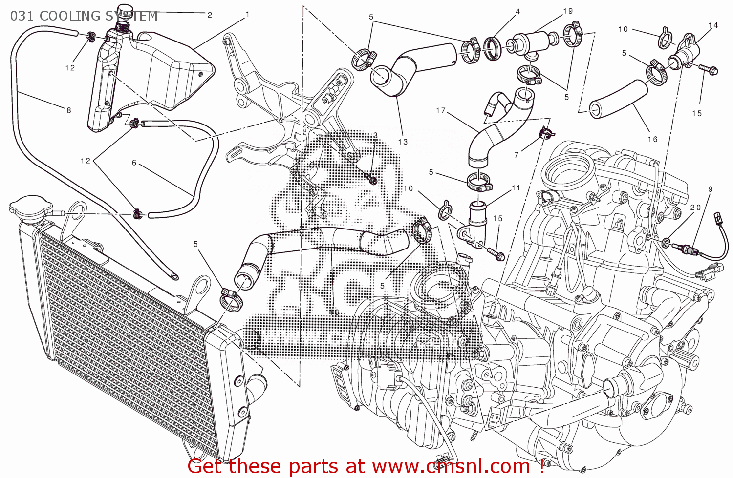 Ducati MTS1200 2011 EU (MULTISTRADA 1200) 91513161A 031 COOLING SYSTEM