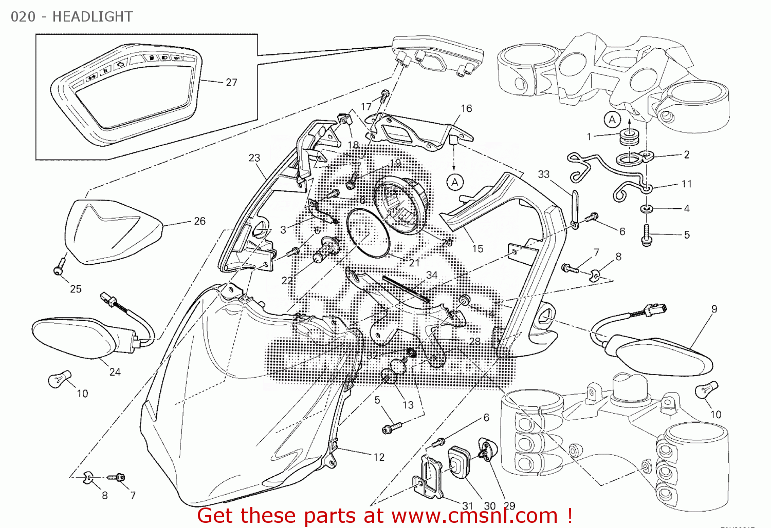Ducati SF848 2013 MY13 (STREETFIGHTER 848) D12000013 020 HEADLIGHT buy original 020