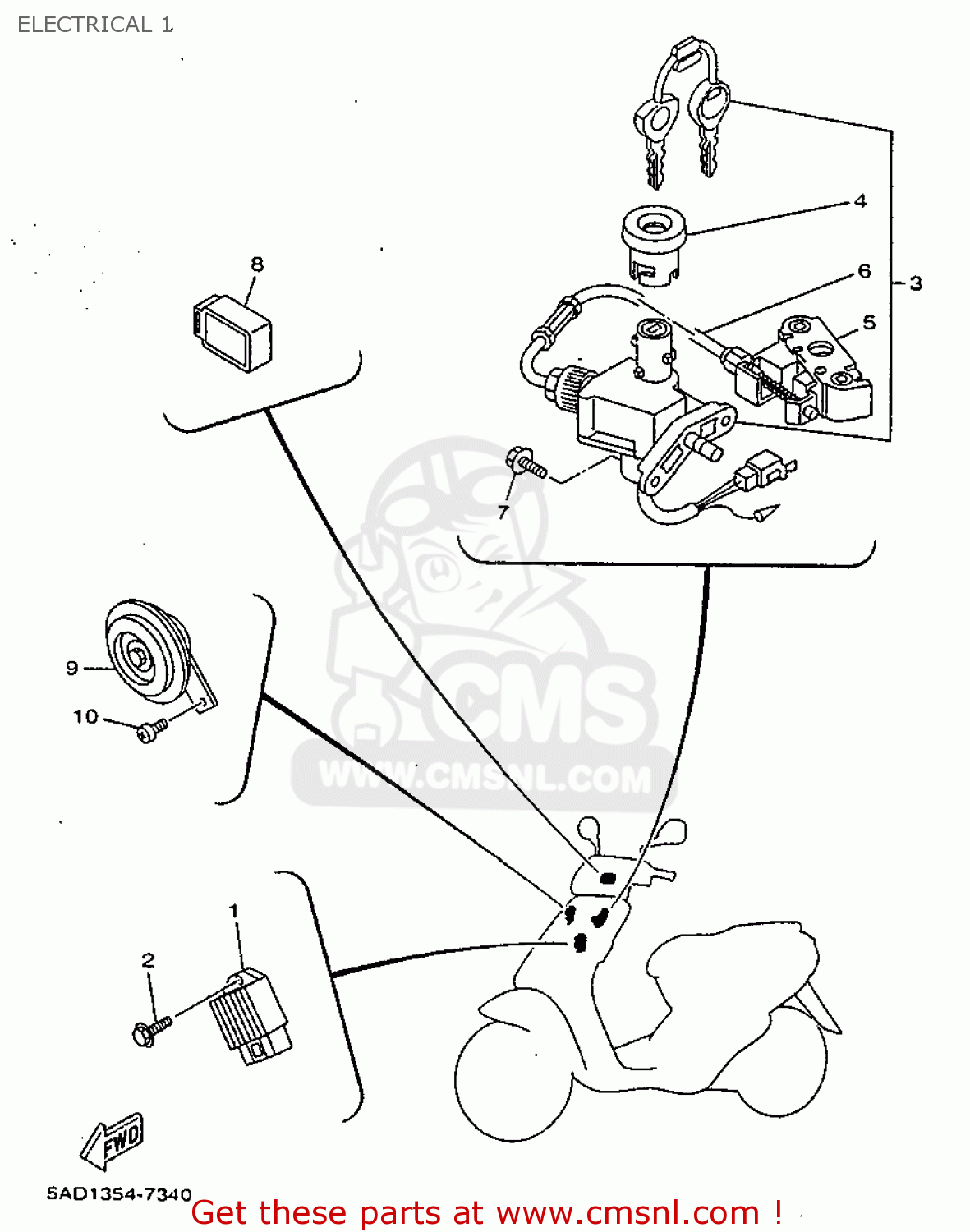 5ADH250100: Main Switch Steerin Yamaha - buy the 5AD-H2501-00 at CMSNL