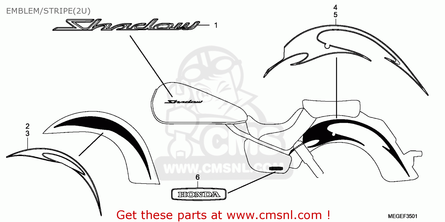 Honda STRIPE A,R*TYPE1* 61111MEGA90ZA Honda STRIPE A,R*TYPE1* 61111MEGA90ZA