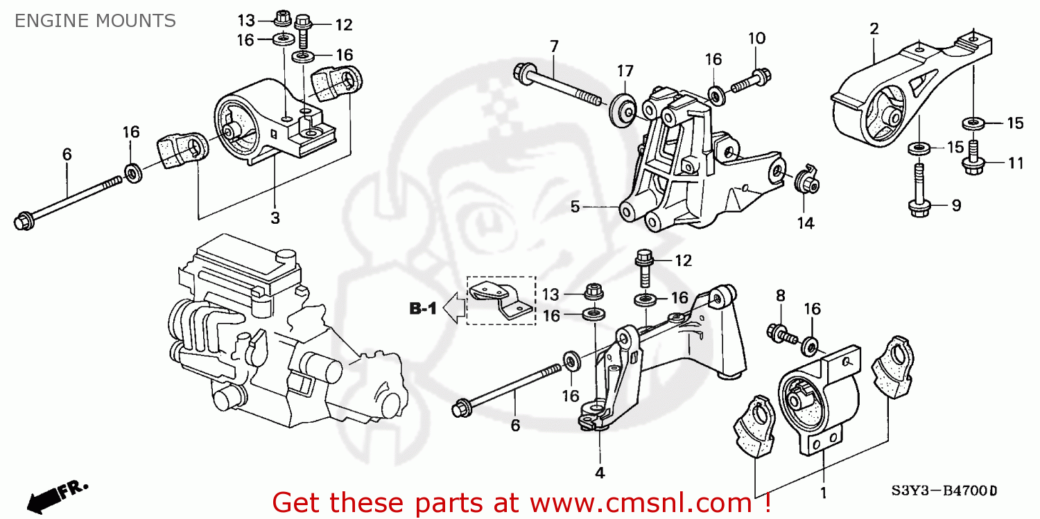 50827S3Y000: Brkt,rr Eng Mt Honda - buy the 50827-S3Y-000 at CMSNL