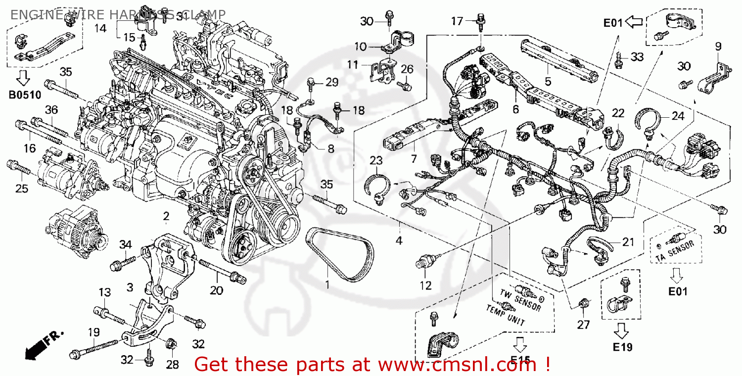 32110P0BA00 Wire Harness, Engine Honda buy the 32110P0BA00 at CMSNL