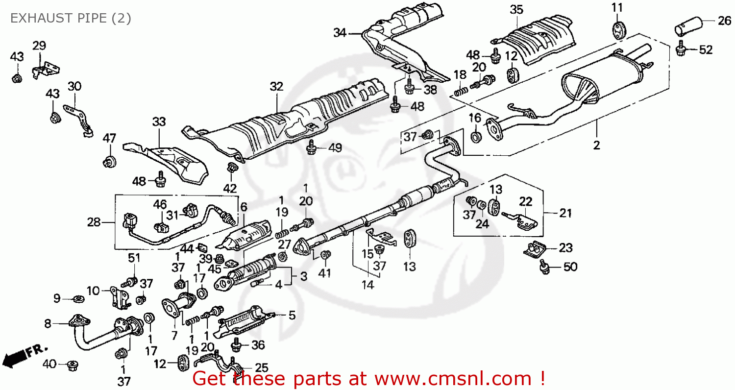 PIPE B,EXHAUST for ACCORD E2/V6 E2 1997 (V) 4DR DX VALUE PACKAGE (KA