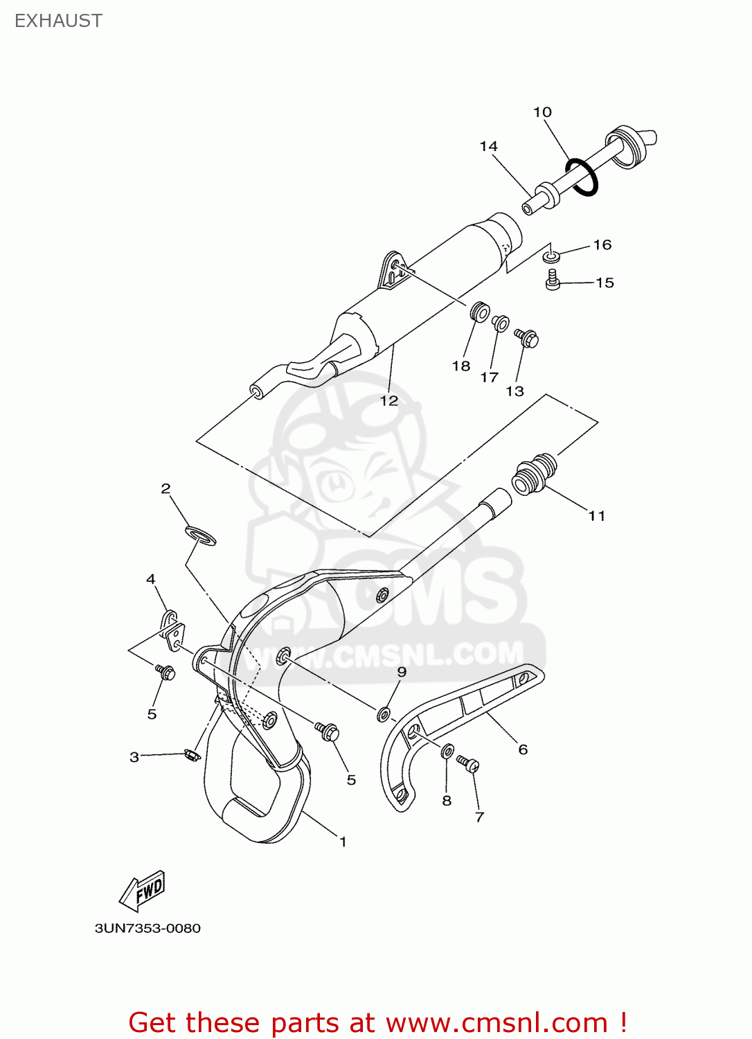 3UN1475300 Silencer, Exhaust Yamaha buy the 3UN1475300 at CMSNL