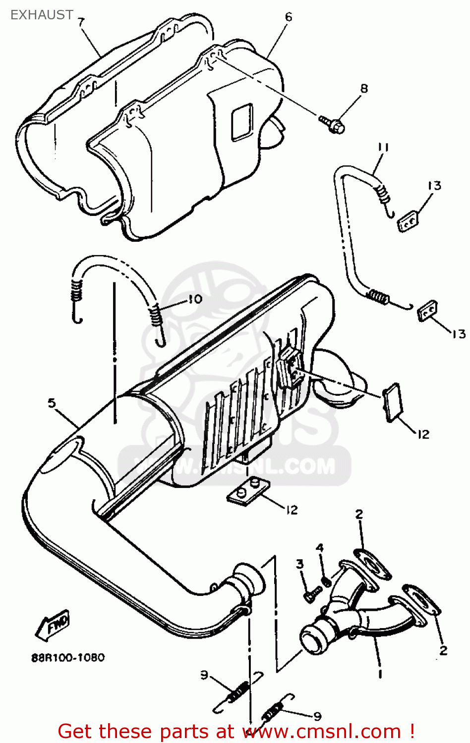 88R1471000: Muffler Assy 1 Yamaha - buy the 88R-14710-00 at CMSNL