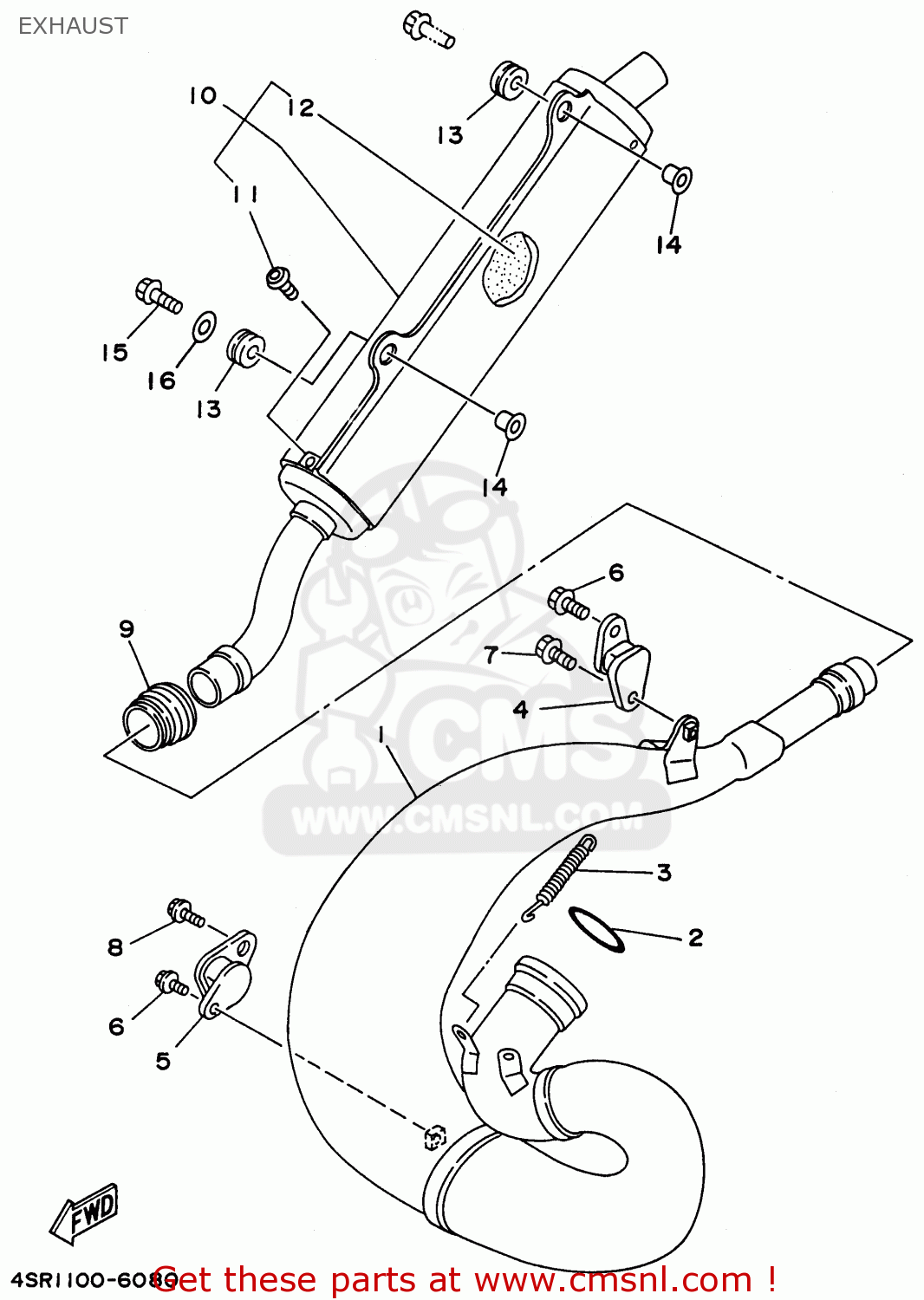 4SR1475300: Silencer, Exhaust Yamaha - buy the 4SR-14753-00 at CMSNL