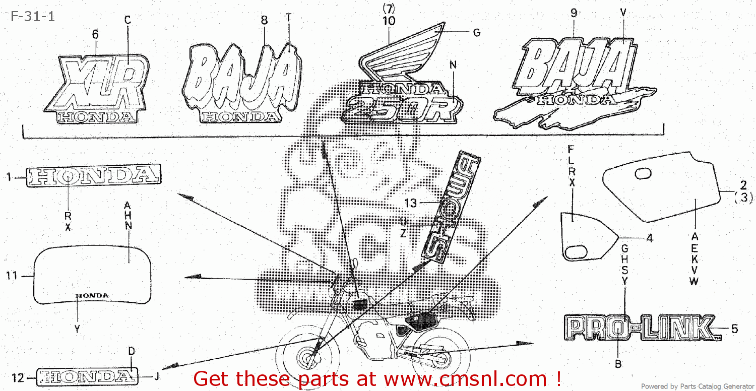 MARK,RR.FORK for XLR250R TYPE III 1988 (J) JAPAN MD22-100 - order at CMSNL