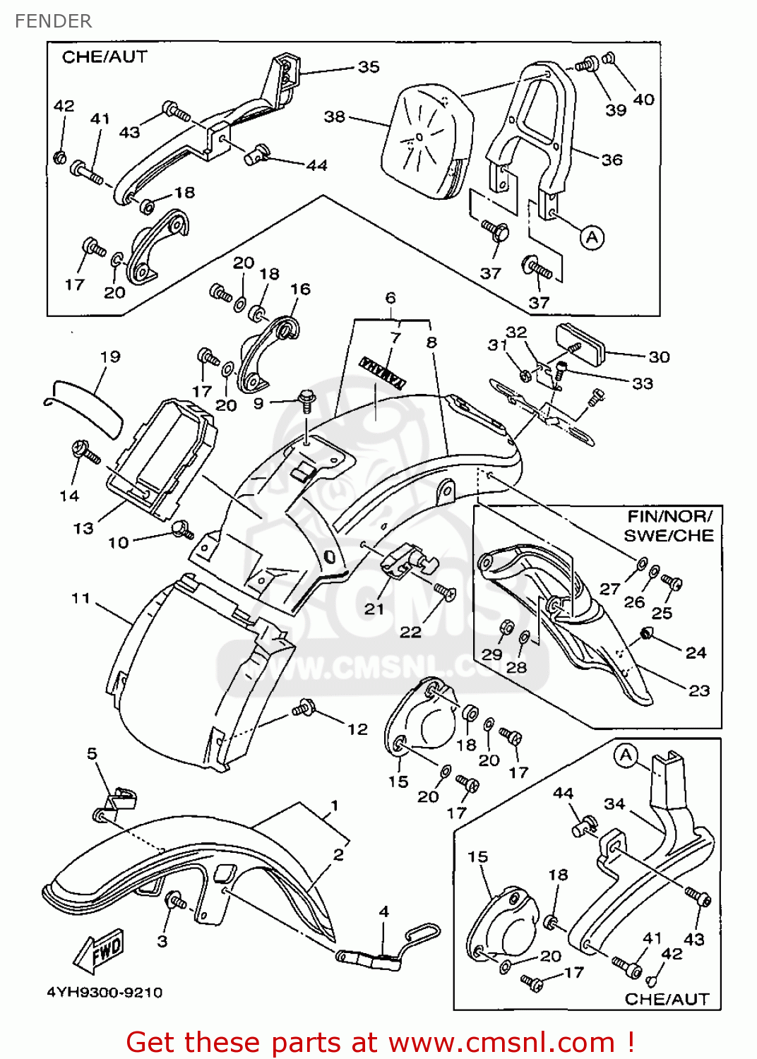 2GVY2150H1PC: Front Fender Assy Yamaha - buy the 2GV-Y2150-H1-PC at CMSNL