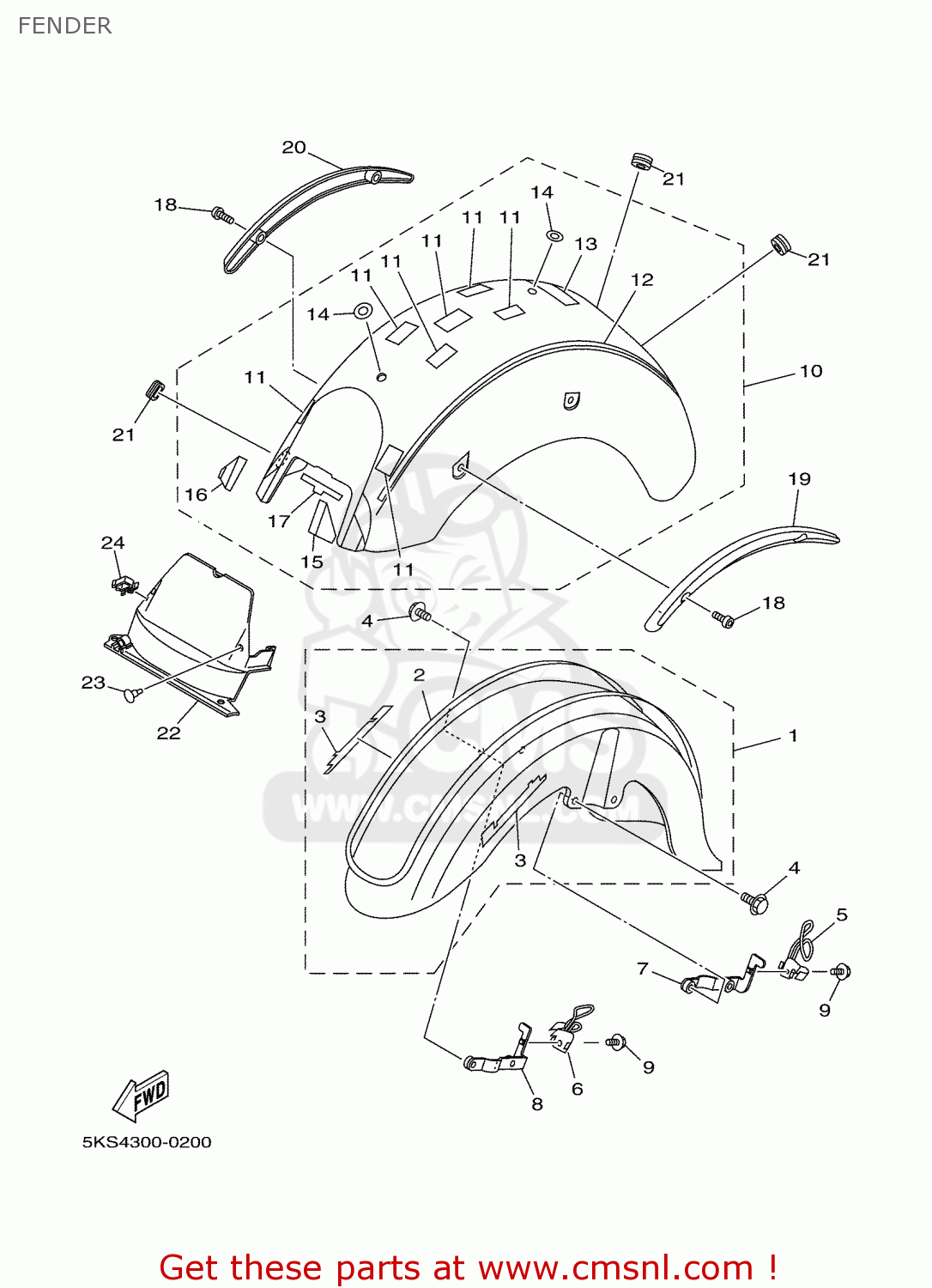 5KS2165AB0: Graphic Set,rear Fender Yamaha - buy the 5KS-2165A-B0 at CMSNL