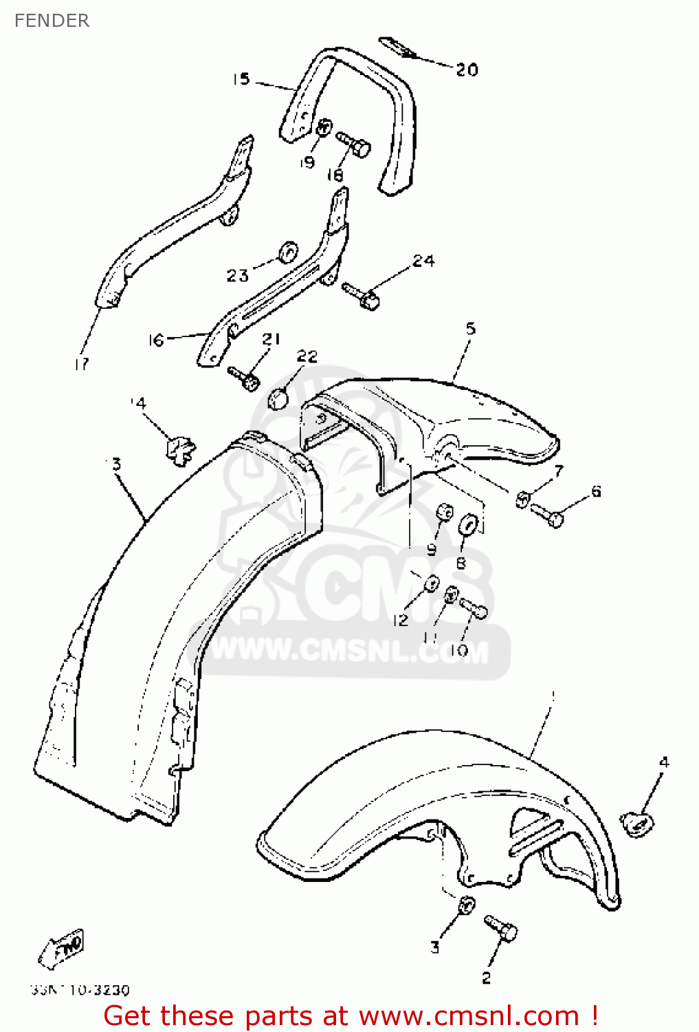 33N21610006G: Rear Fender Comp. Yamaha - buy the 33N-21610-00-6G at CMSNL