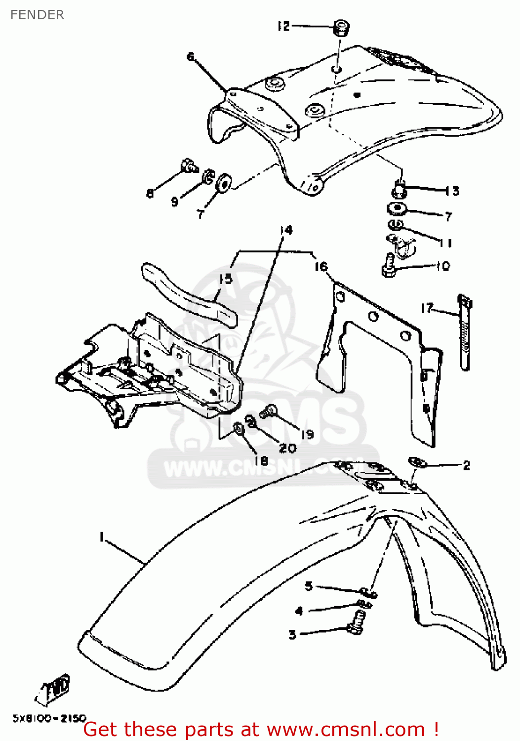 3R62161011: Rear Fender Comp. Yamaha - buy the 3R6-21610-11 at CMSNL