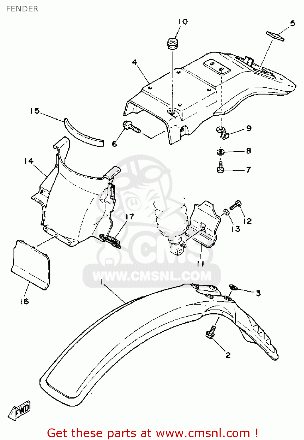 34K2161000: Rear Fender Comp. Yamaha - buy the 34K-21610-00-00 at CMSNL