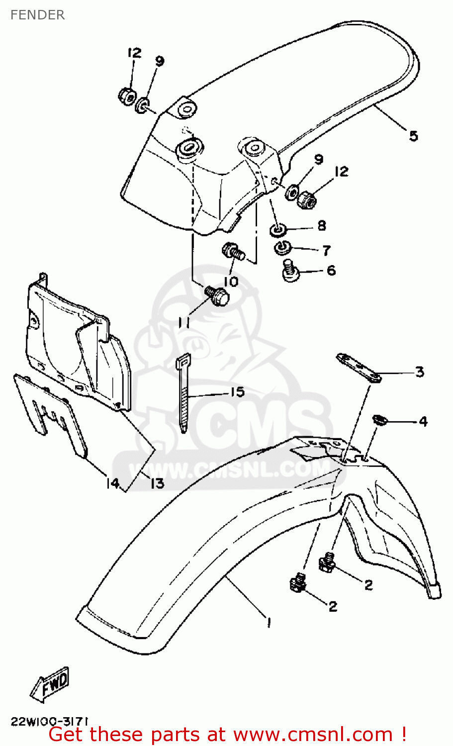 39K2162001: Mud Guard Comp. Yamaha - buy the 39K-21620-01 at CMSNL