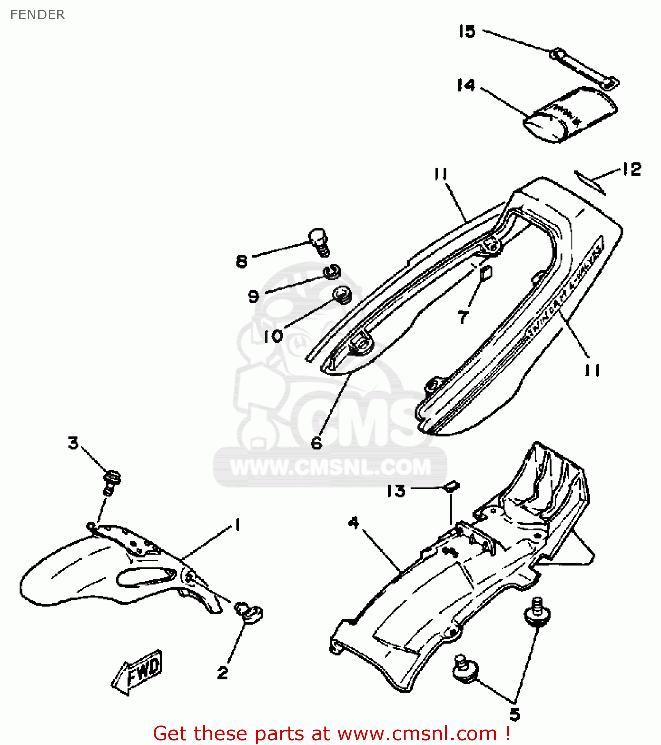 51Y2151000GE: Front Fender Comp. Yamaha - buy the 51Y-21510-00-GE at CMSNL