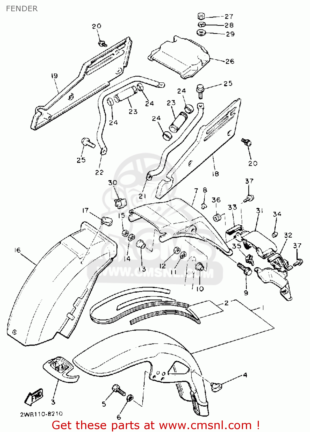 2WRW2151002Y: Front Fender Comp. Yamaha - buy the 2WR-W2151-00-2Y at CMSNL