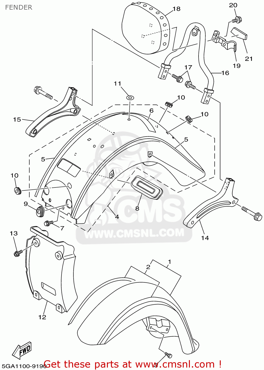 4WM2165A30: Graphic Set,rear Fender Yamaha - buy the 4WM-2165A-30 at CMSNL