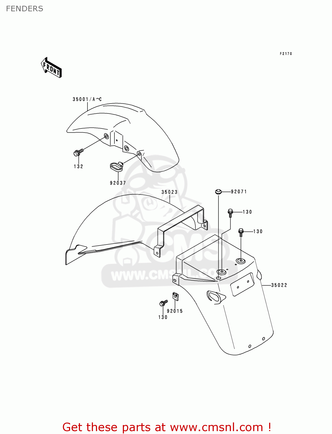 Kawasaki FENDER-ASSY-FRONT,C.L 350011155E1 Kawasaki FENDER-ASSY-FRONT,C.L 350011155E1