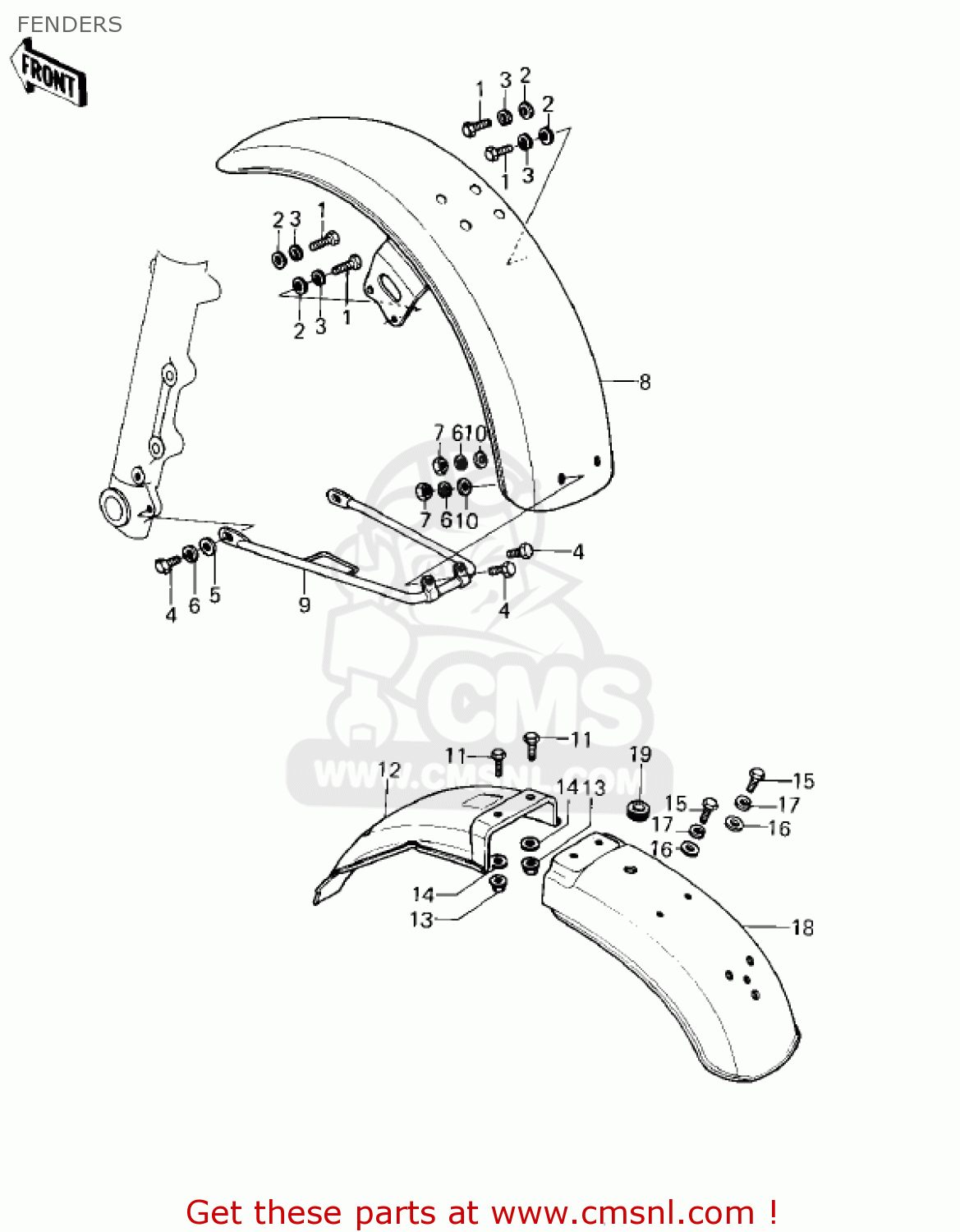 350221035: Fender,rear, (rear) Kawasaki - buy the 35022-1035 at CMSNL