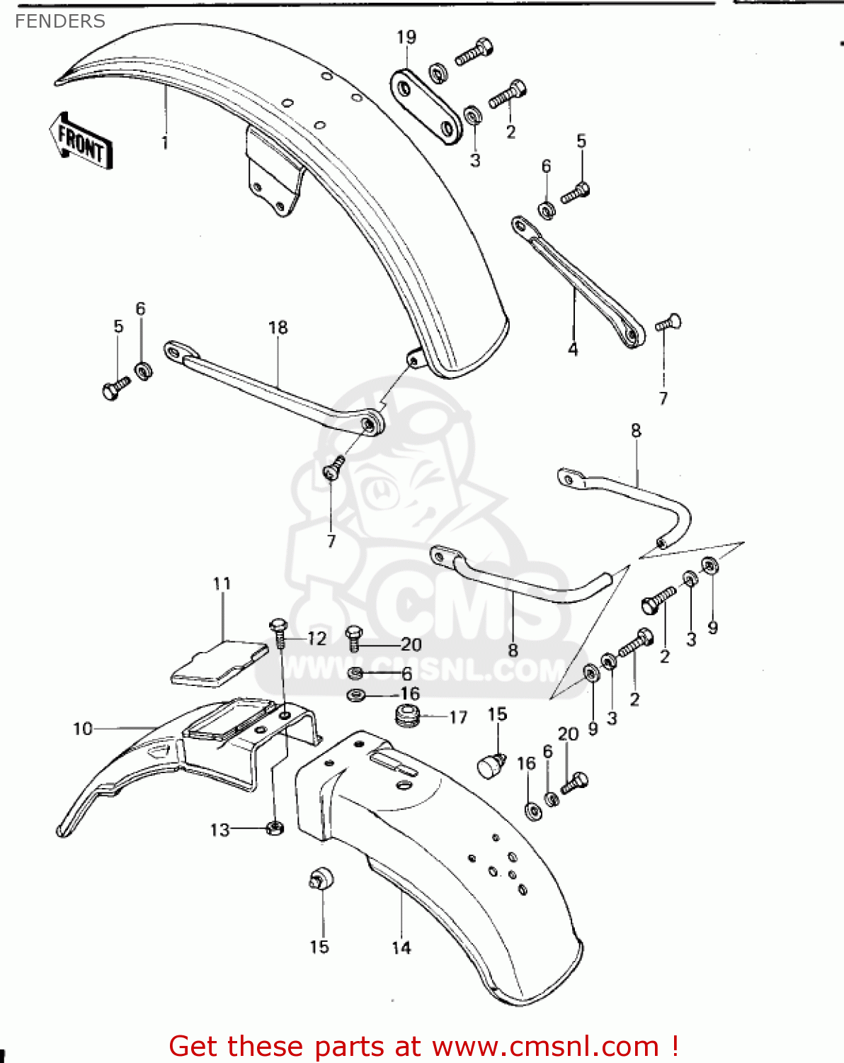 35022153: Fender, Rear Kawasaki - buy the 35022-153 at CMSNL