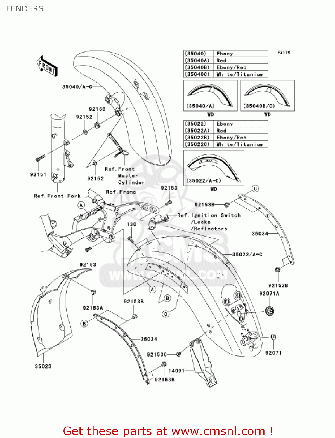 350405011L1: Fender-comp-front,c.c Kawasaki - buy the 35040-5011-L1 at ...