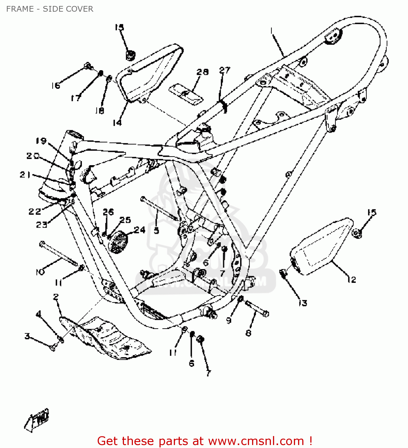 FRAME COMP YAMAHA BLACK for DT100 1975 USA - order at CMSNL