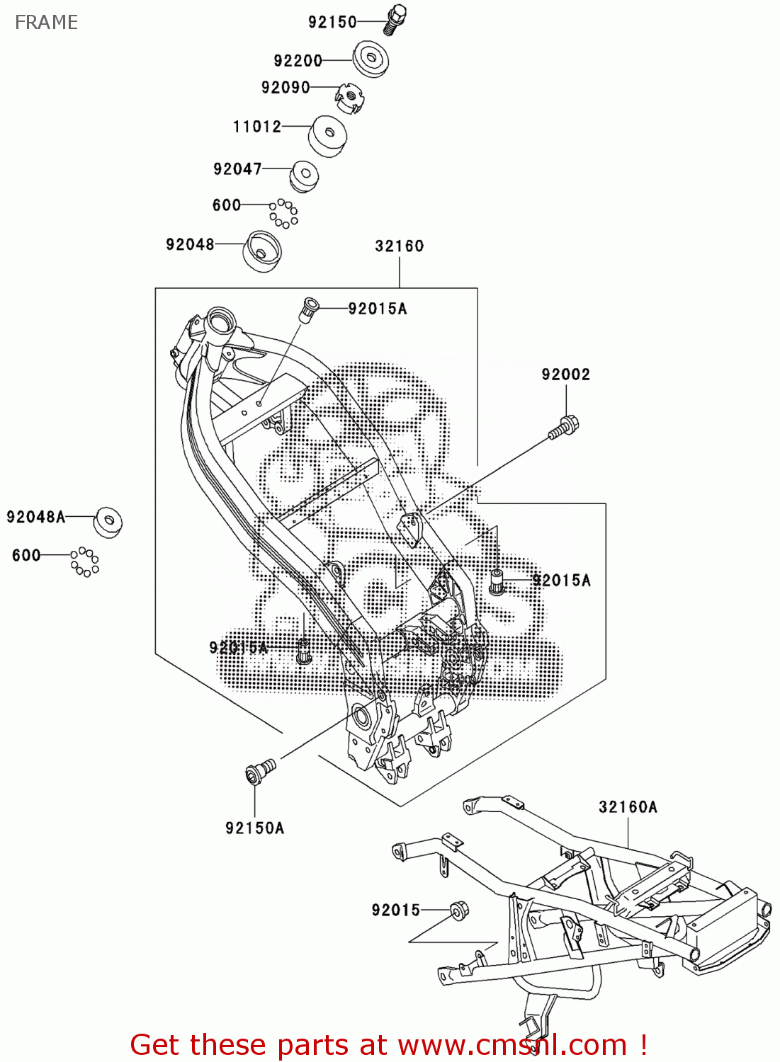 Kawasaki FRAME-COMP,AL,FR,G.GR 321601145GD Kawasaki FRAME-COMP,AL,FR,G.GR 321601145GD