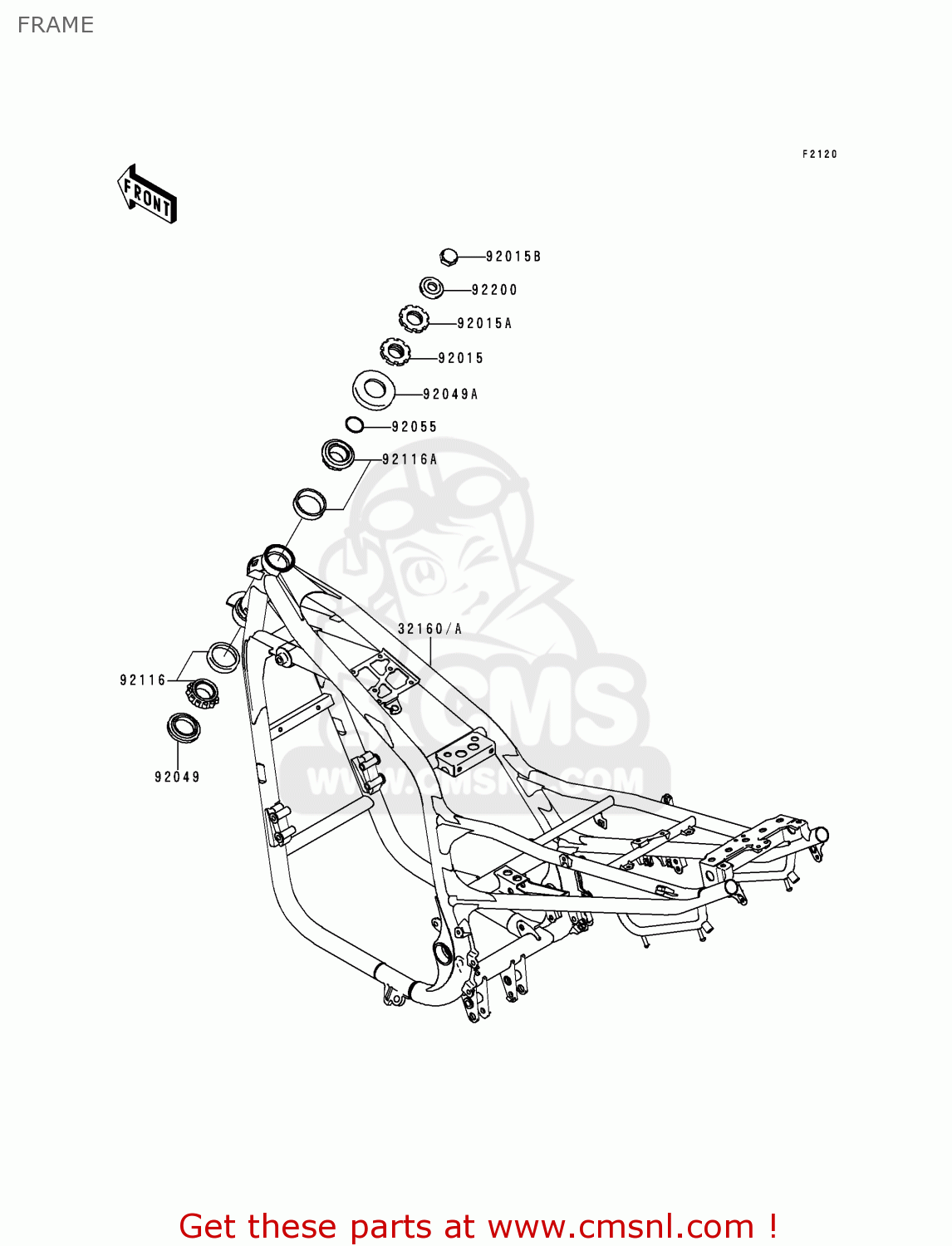 321601655EZ: Frame,complete,gray Kawasaki - buy the 32160-1655-EZ at CMSNL