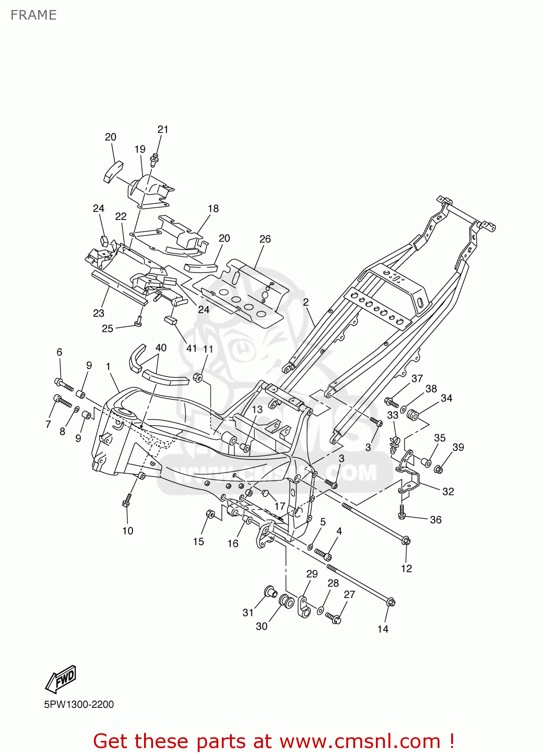 REAR FRAME COMP. for YZF-R1 2002 5PW1 ITALY 1A5PW-300E4 - order at CMSNL