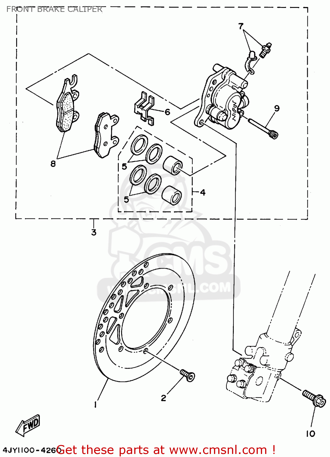 4EW2580T01 Caliper Assy (left) Yamaha buy the 4EW2580T01 at CMSNL