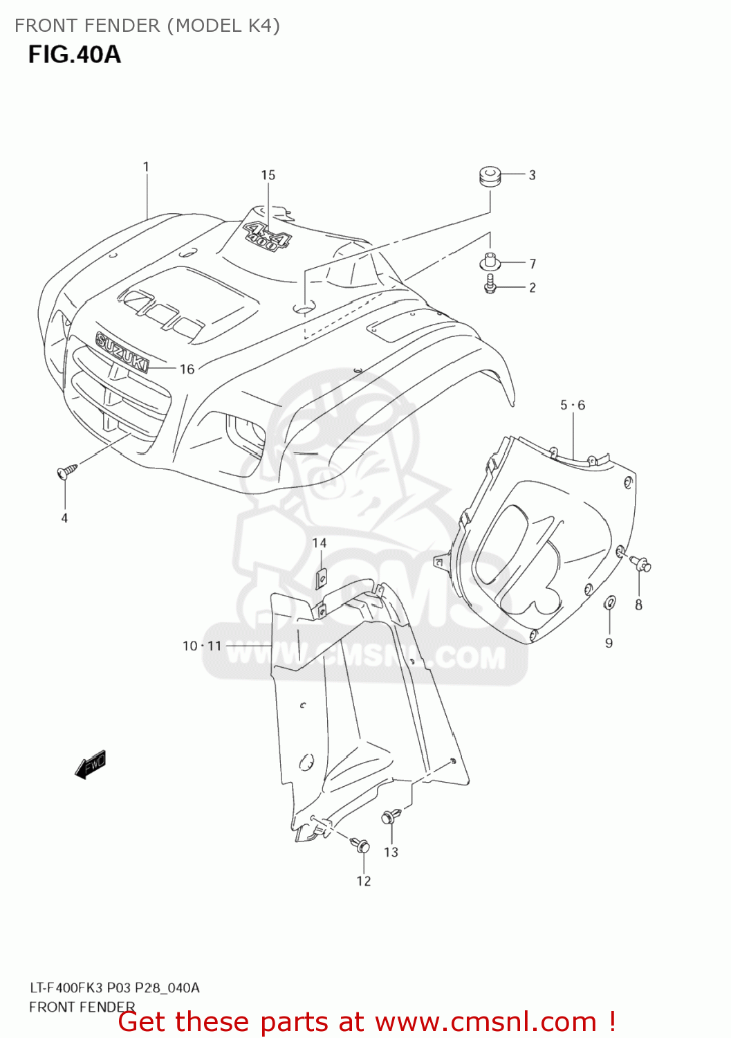 5311138FC0YDH: Front Fender (c Suzuki - buy the 53111-38FC0-YDH at CMSNL