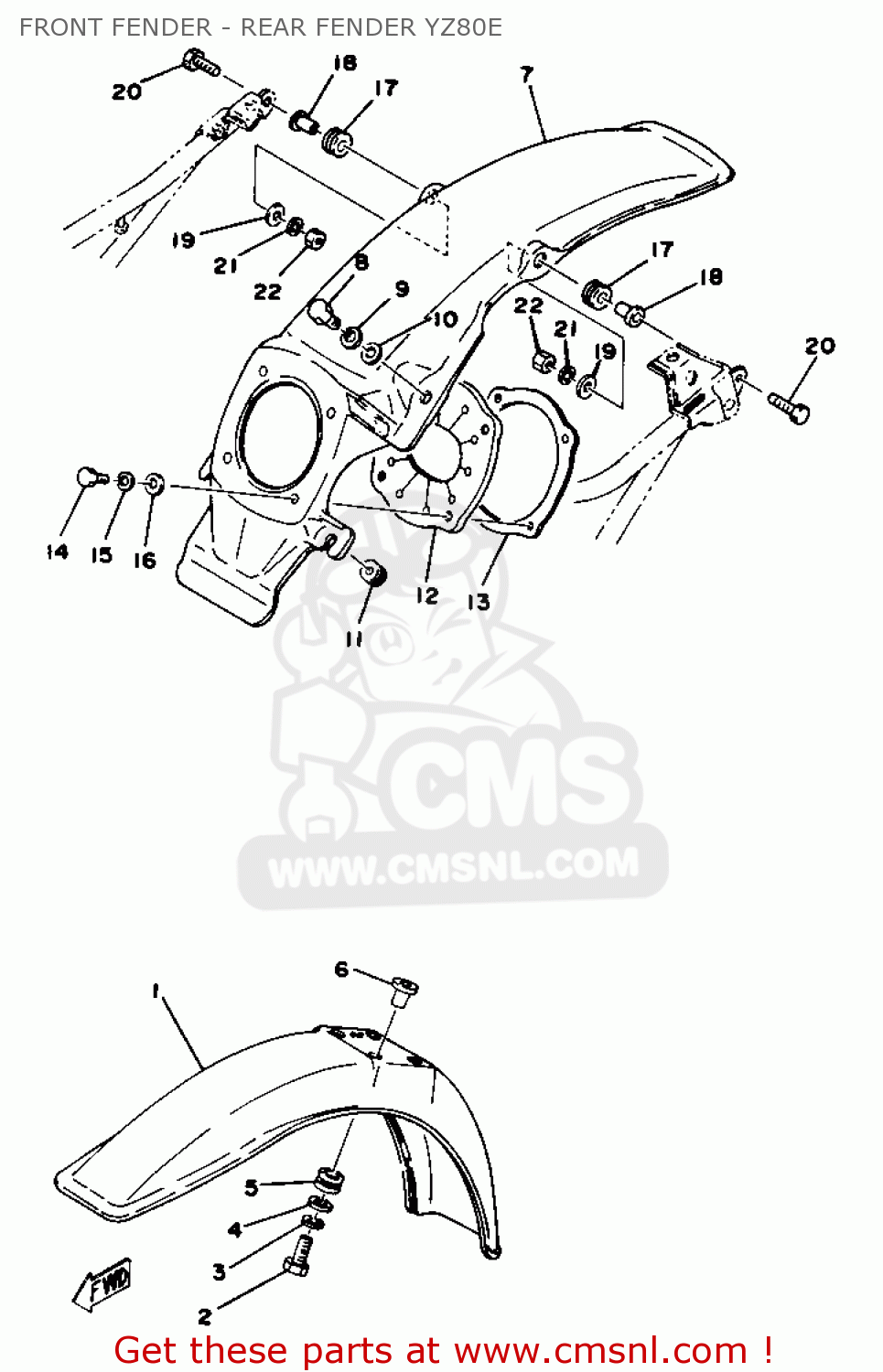 2J52151100: Fender, Front (yellow) Yamaha - buy the 2J5-21511-00 at CMSNL