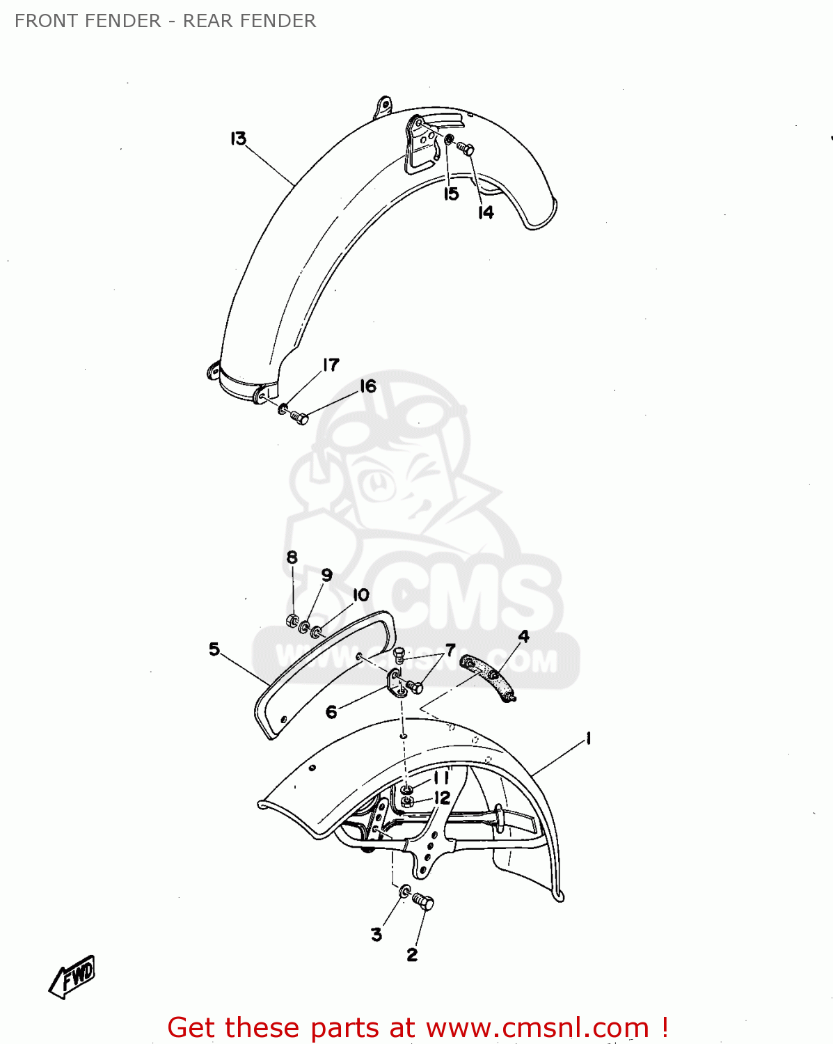 REAR FENDER COMP for FS1E 1975 ENGLAND TYPE 394 - order at CMSNL