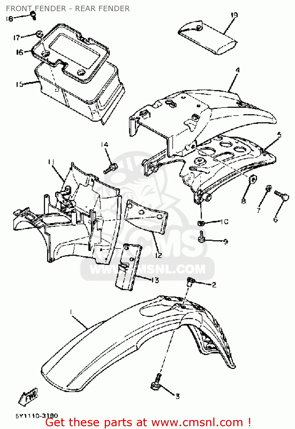 5Y12162001: Mud Guard Comp. Yamaha - buy the 5Y1-21620-01 at CMSNL