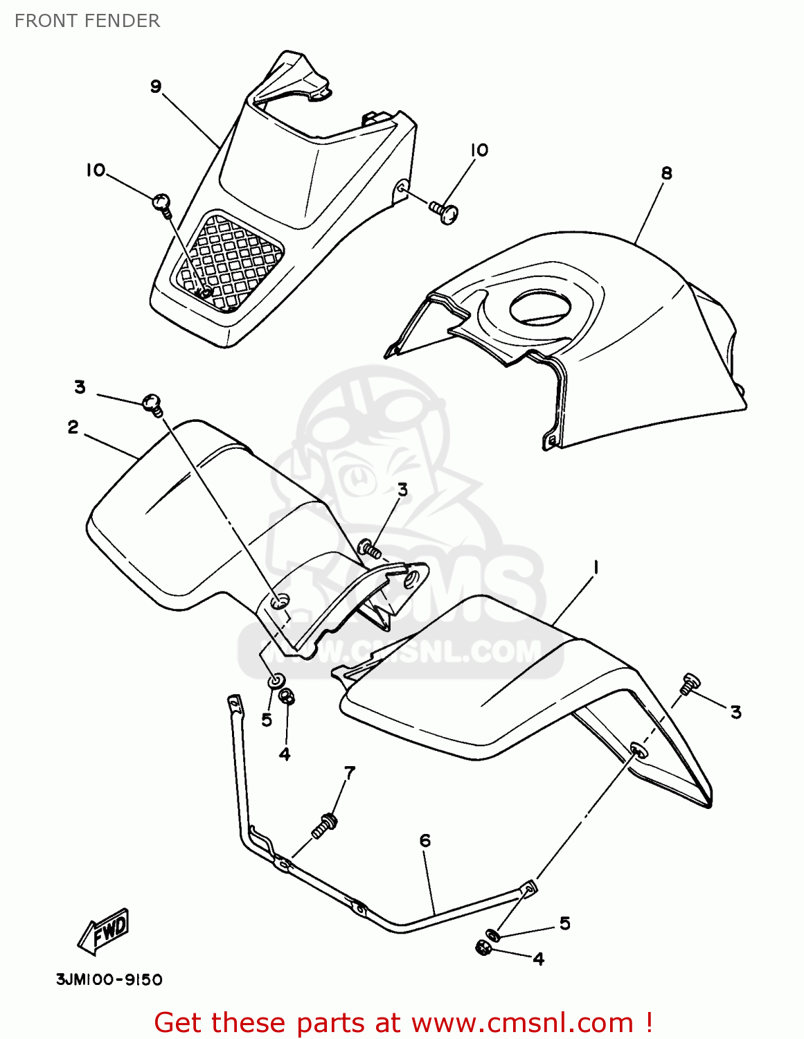 2XJW215190 Front Fender Comp. Ur Yamaha buy the 2XJW21519000 at CMSNL