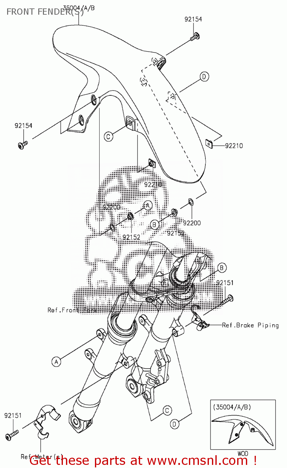 Kawasaki FENDER-FRONT,P.S.WHIT 35004033125Y Kawasaki FENDER-FRONT,P.S.WHIT 35004033125Y