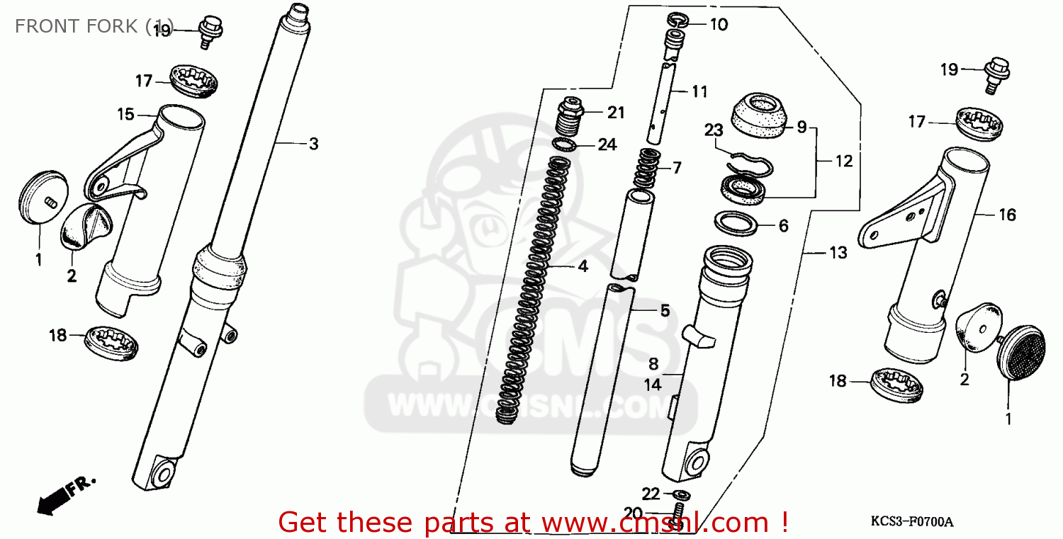 Honda FORK ASSY,R FRONT 51400KCS671 Honda FORK ASSY,R FRONT 51400KCS671