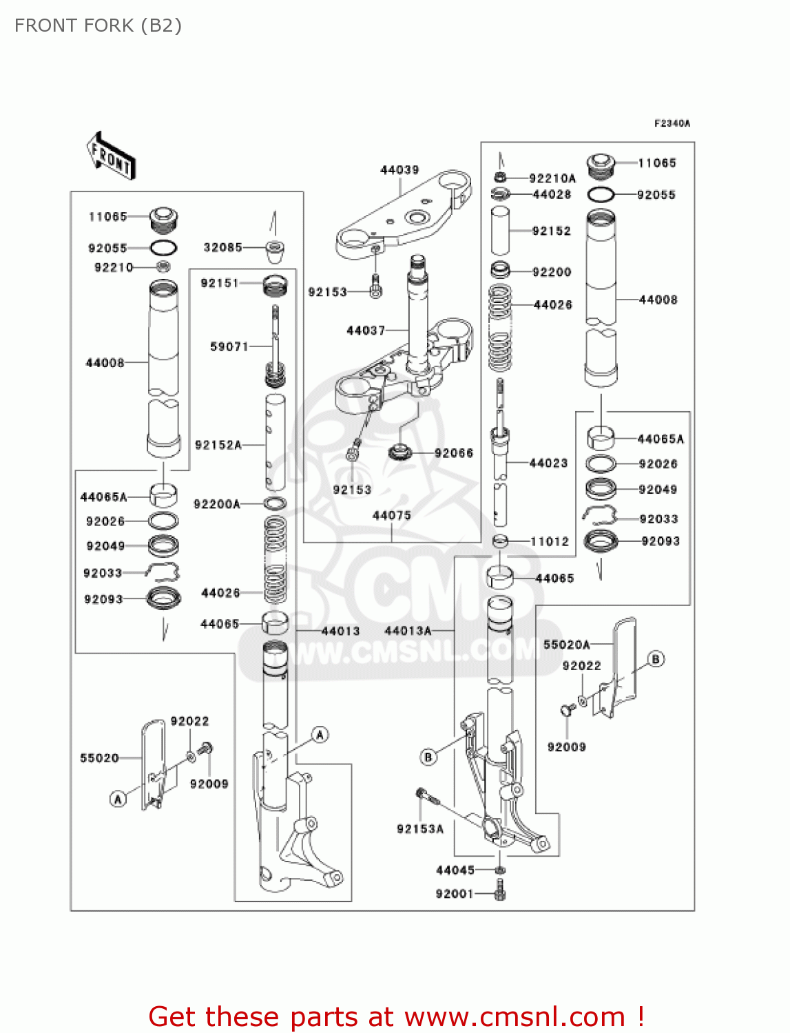 440750057: Damper-set-fork Kawasaki - buy the 44075-0057 at CMSNL